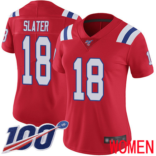 New England Patriots Football #18 100th Season Limited Red Women Matthew Slater Alternate NFL Jersey->women nfl jersey->Women Jersey